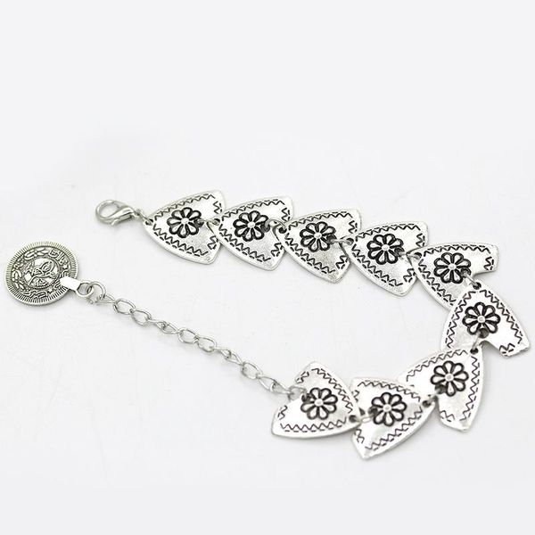 

the bracelet with coins carved flower arrowhead retro bohemian ethnic fashion fine jewelry for women link, chain, Black