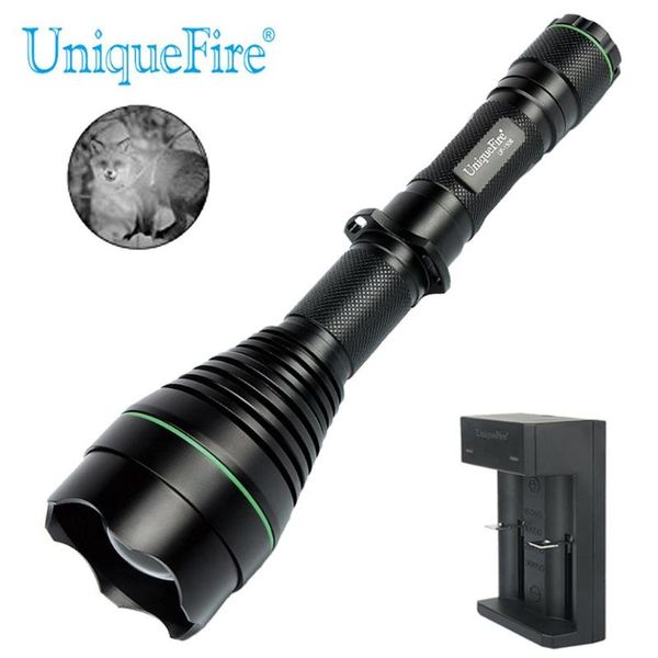 

flashlights torches uniquefire 1508 ir 850nm led tactical torch infrared invisible light +18650 two slot charger for camping