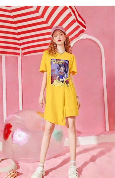 

women's swimwear irregular short-sleeved dress female design sense niche summer trend in the long print skirt, White;black