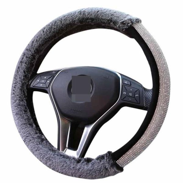 

steering wheel covers car cover plush rhinestone decoration warm in winter automobile interior accessories
