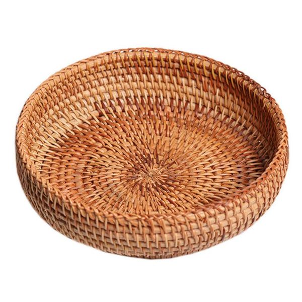 

storage baskets rattan weaving round basket fruit dish bread