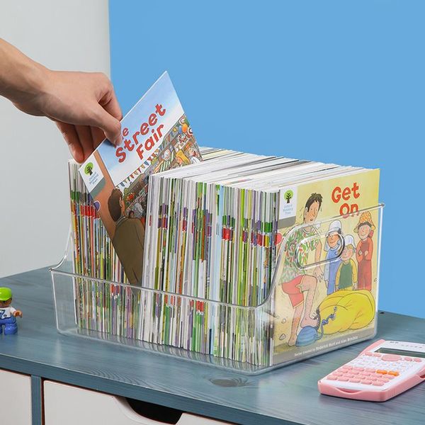 

storage baskets clear children picture book box books boxes desk bookcase finishing basket transparent organizer for cosmetics