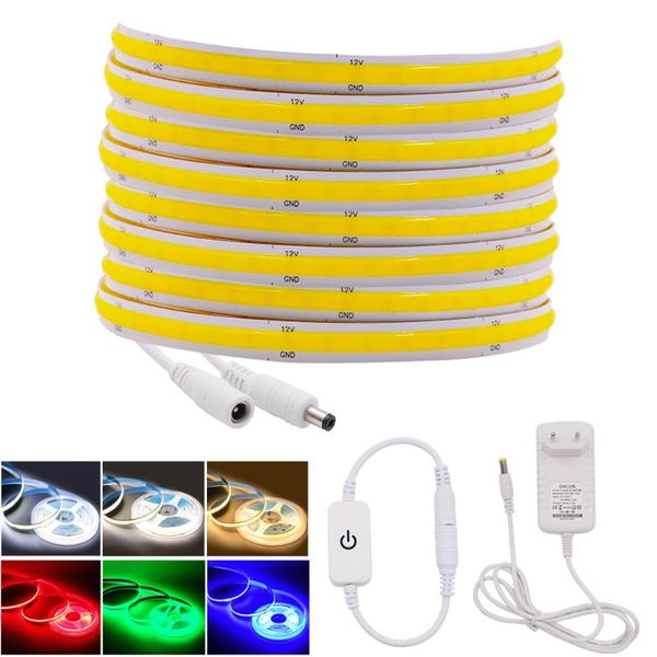 

strips dimmable 12v 24v flexible cob led strip light bar 320 384 528led ribbon tape high density linear rope eu 3000k 4000k 6000k