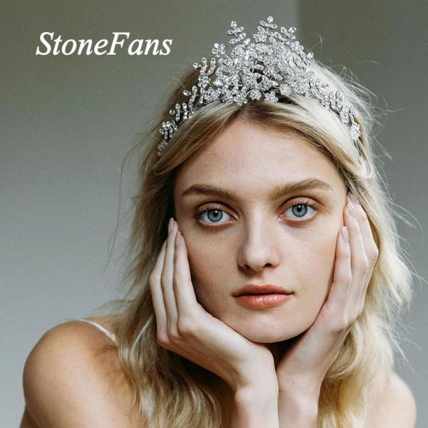 

hair clips & barrettes stonefans handmade headpiece wedding bridal accessories crown baroque luxury cubic zirconia charm tiara for women, Golden;silver