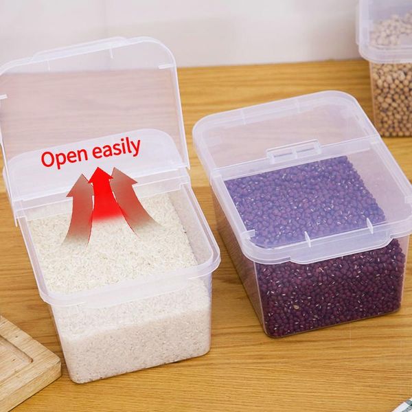 

kitchen transparent rice bucket storage box with lid organizer containers cereal dispenser bottles & jars