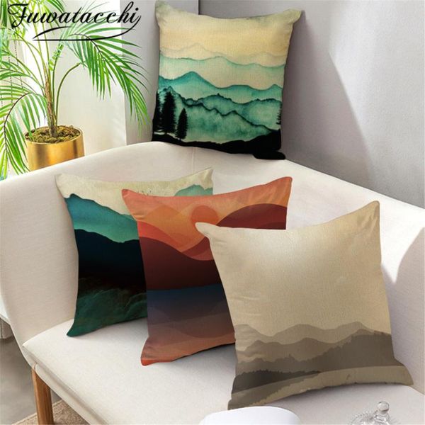 

cushion/decorative pillow fuwatacchi cushion cover abstract oil painting linen pillowcase nature landscape style throw case for home decor s