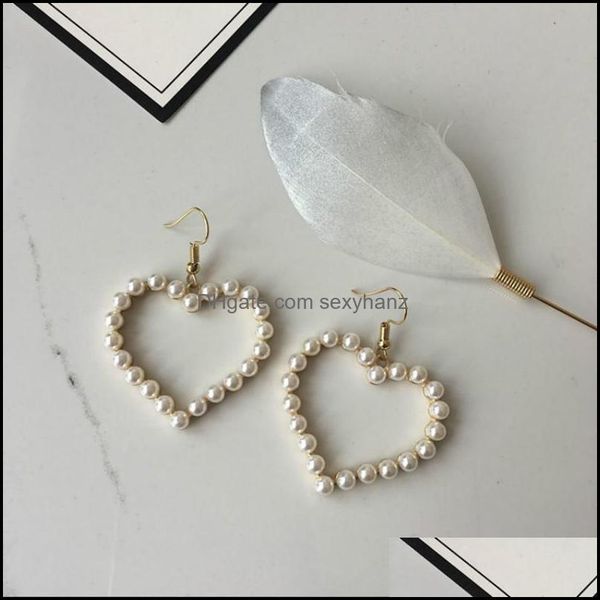 

charm earrings jewelry trendy gold heart pearl drop for women fashion statement party aessorie delivery 2021 udcqo, Golden