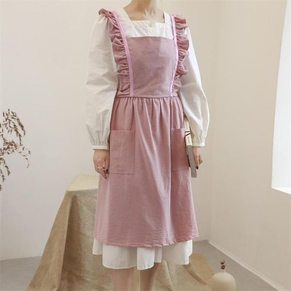 

aprons retro medieval cotton linen cooking kitchen for woman with pocket dress flower shop smock hairdresser bib garden overall