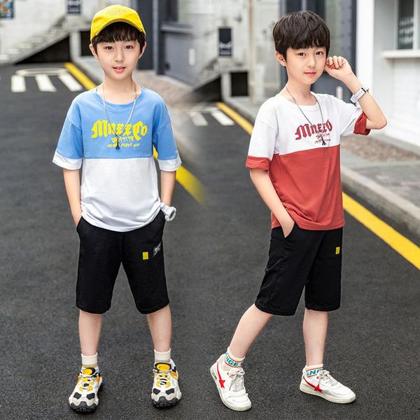 

clothing sets boys summer casual outfit t-shirt + pants clothes children suit kids tracksuit teen 6 8 9 10 12 year, White