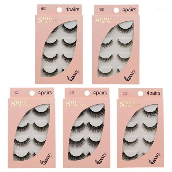 

4pair 3d mink false eyelashes wispy cross long thick soft natural makeup beauty extension tools1