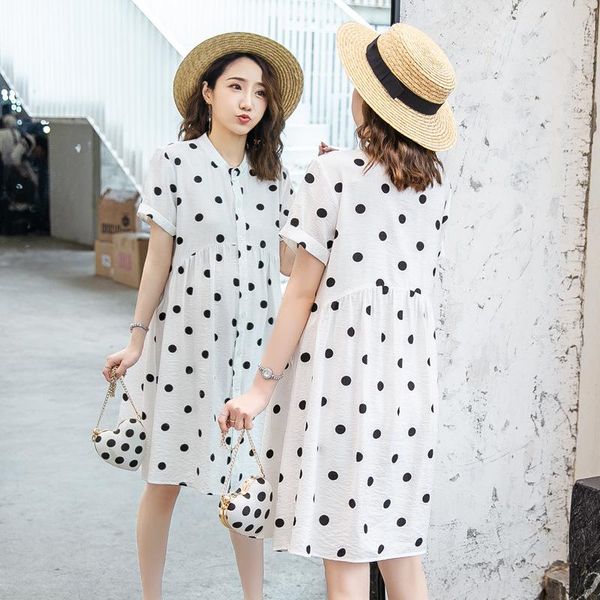 

maternity dresses summer for breast feeding 2021 fashion dot dress pregnant women cute nursing pregnancy out, White