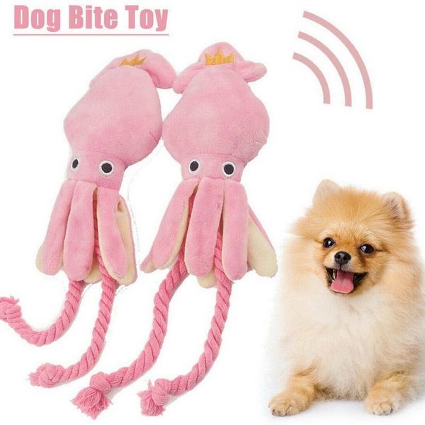 

cute squid pet cat dog toy ocs bb plush puppy rope pink chew squeak toys