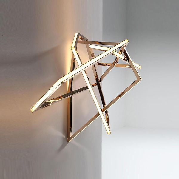 

stainless steel creative led wall light living room tv background geometric luxury lamp bedroom designer postmodern sconces