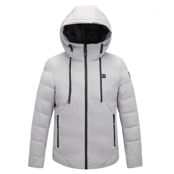 

men's jackets mens winter heated thick coat usb charging electric heating drawstring hoodie jacket windproof thermal warm zip outwear, Black;brown
