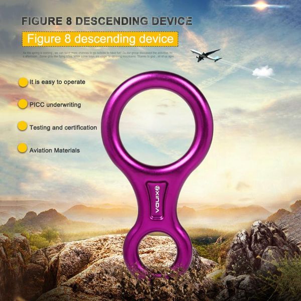 

cords, slings and webbing 8 word ring 35kn downhill protector descender multi colors safety buckle keychain outdoor mountain rock climbing