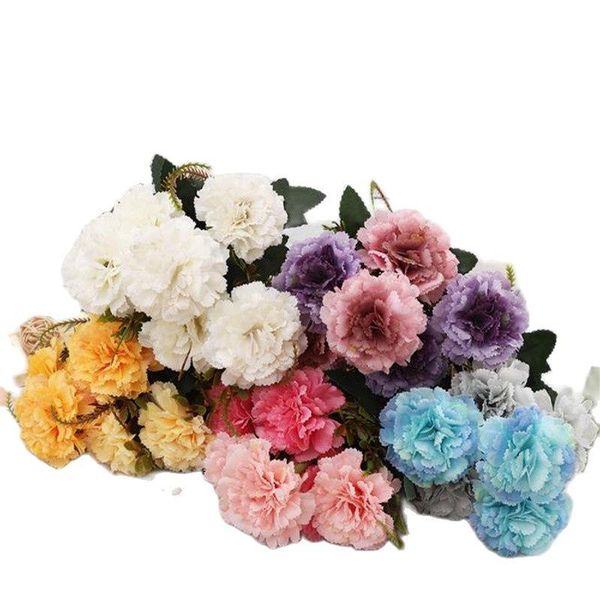 

decorative flowers & wreaths one fake carnation (6 heads/bunch) 13.39" length simulation dianthus for wedding home artificial