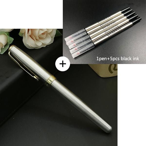 

silver gold clip roller ball pen 0.5mm luxury advertising gift for school students stationery office supplies signature ballpoint pens, Blue;orange