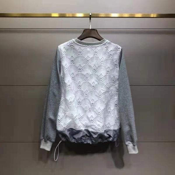 

hoodies sweatshirts spring autumn women drawstring waist color block floral embroidery casual grey black