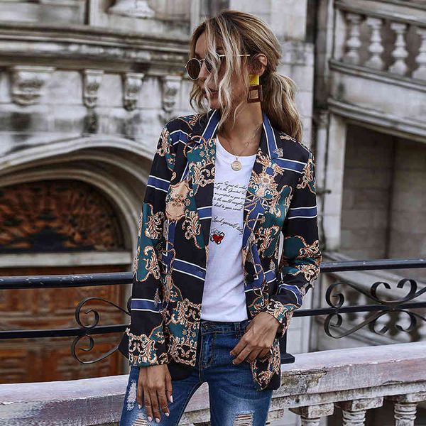 

exquisite high-end suit lapel print slim fit coat long sleeve single breasted for women, White;black