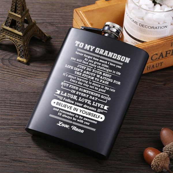 

nana my grandson stainless steel hip flask liquor whisky vodka alcohol drinkware flasks flagon outdoor water bottle