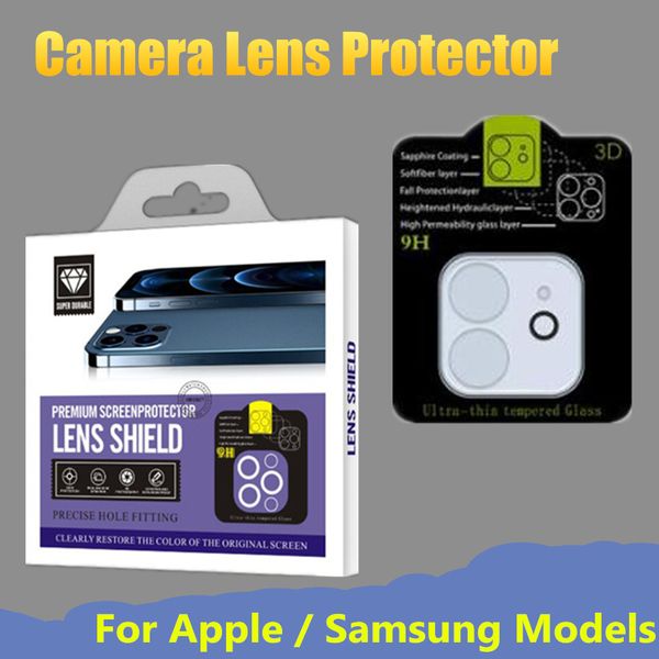 9H Kameraobjektiv klare Schutzfolien für iPhone 12 Mini 11 Pro Max Samsung S20 Fe S11 S10 S21 Plus gehärtete Glasfolie mit Einzelhandelsverpackung