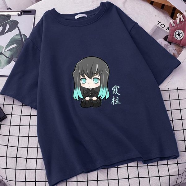 

women's t-shirt women chibi muichiro tokito hashira kimetsu no yaiba tshirt summer harajuku men oversized t shirts o-neck short sleeve, White