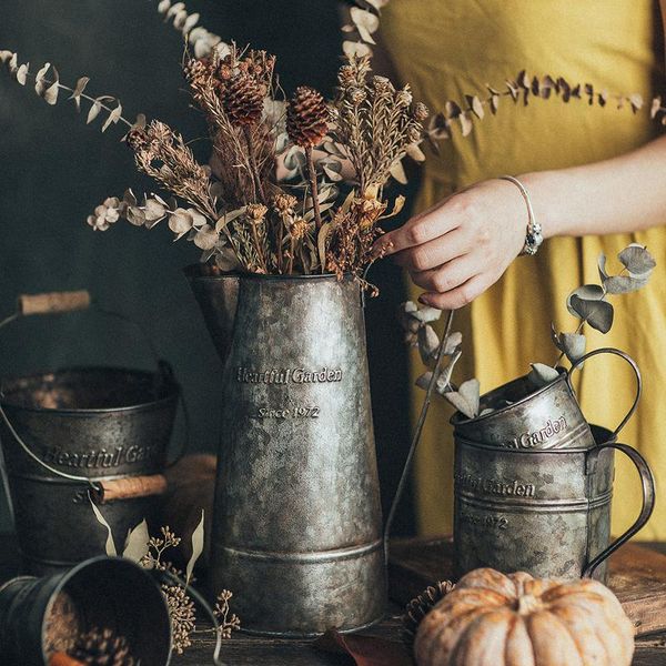 

dishes & plates american retro old english printing wrought iron flower barrel handles arrangement florists