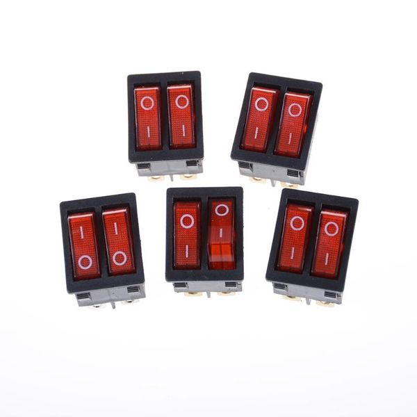 

smart home control 1pcs double boat rocker switch 6 pin on-off with red light 16a 125vac