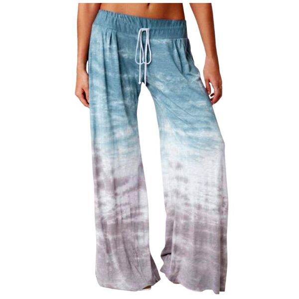 

women casual loose gradient tie-dye printed running pants fashion comfortable sport long pnats wide leg trousers women's & capris, Black;white