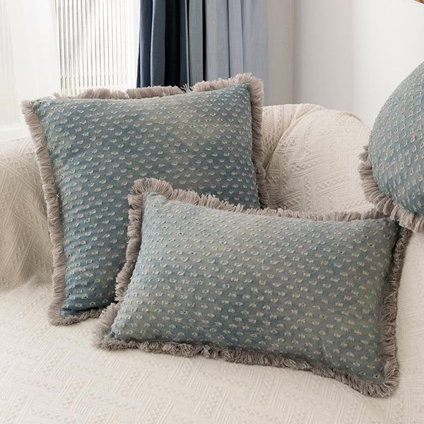 

cushion/decorative pillow fringed cushion cover 45x45cm square heart circle denim home decoration for sofa bed living room