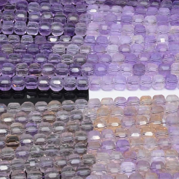 

other natural clean quality light amethyst / ametrine edge faceted cube 7mm