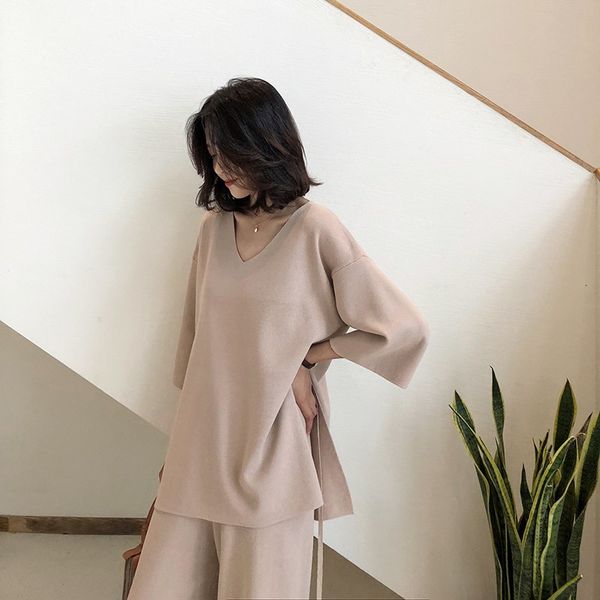 

pants mode temperament of two casual parts define longer women pullovers and wide-leg suit ky2 women's autumn, White