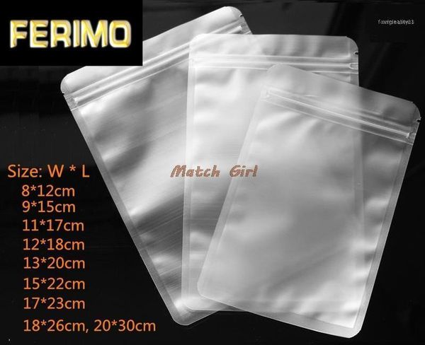 

100pcs/lot- frosted transparent plastic gift bag zipper seal flat bottom pouch for coffee sugar storage 9 sizes options11