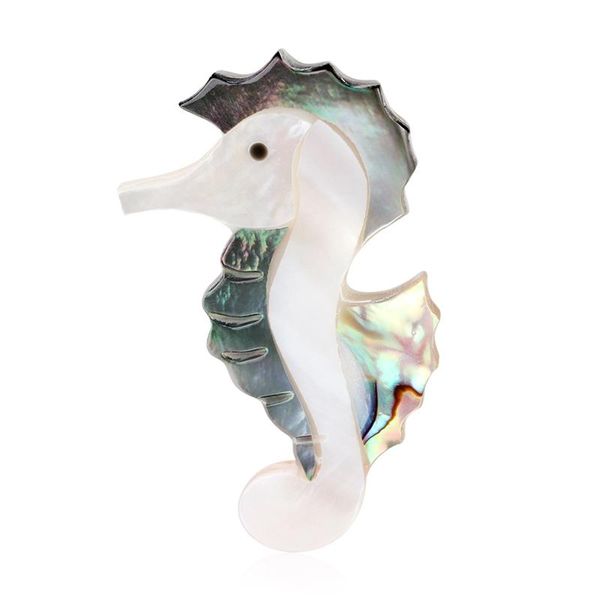 Pins, broches mulheres vintage shell natural cavalo marinho multicolor pingente duplo uso charme presente de jóias