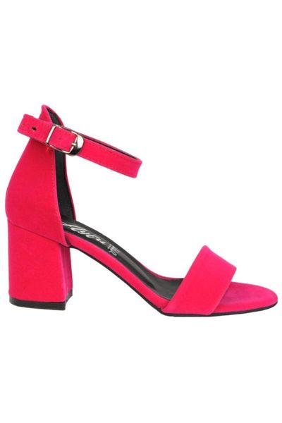 

fuchsia suede 7 cm heels female summer sandals shoes, Black