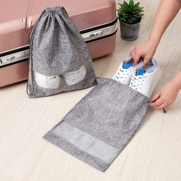 

storage bags 2 pcs shoe travel portable with drawstring clear window