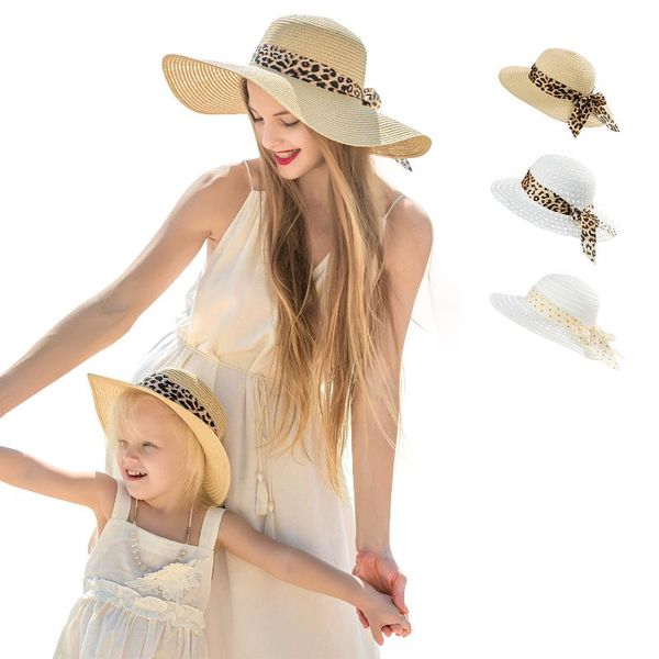 

caps & hats spring/summer bowknot sunscreen baby hat beach sun spot breathable parent-child straw, Yellow