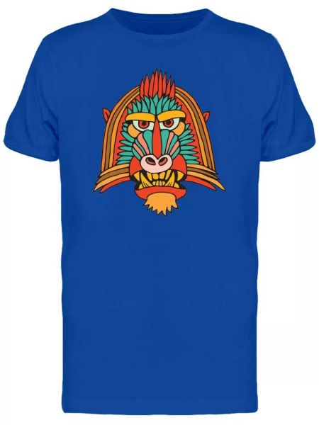 

angry primate head tribal art men's tee -image by shutterstock, White;black