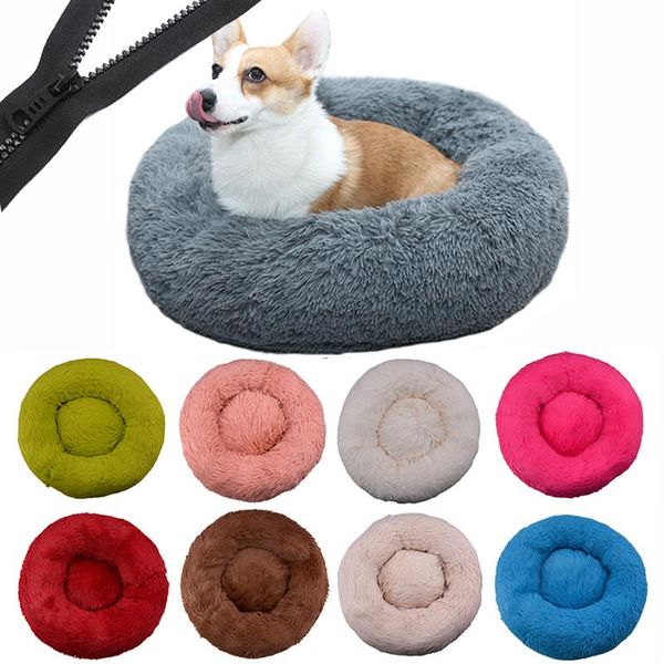 

kennels & pens zipper pet dog bed for large big small cat house round plush mat sofa drop
