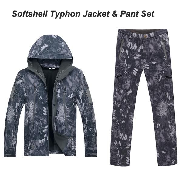 

men's tracksuits typhon tad men sets waterproof windproof polyester coats jacket set hoody softshell jacket+pants, Gray