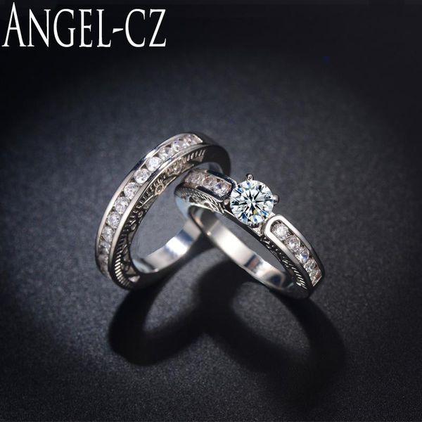 

Classic Style Women Engagement Ring Set Setting Round Cut Cubic Zirconia Wedding Jewelry For Bridal Accessories AR012 Rings, Slivery;golden
