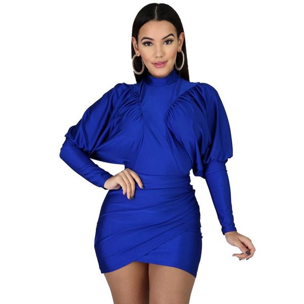 

casual dresses women party dress long sleeve autumn winter turtleneck mini bodycon black blue ruched short club vestido, Black;gray