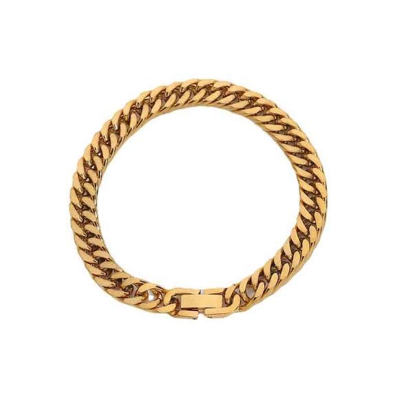 

ins 7.m thick cuban chain bracelet women's 18k gold-plated stainls steel miami bracelet, Golden;silver