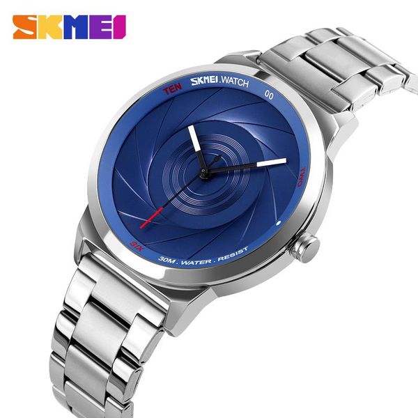 

wristwatches skmei 9210 simple men quart watch luxury steel bracelet casual business male wrist watches 3bar waterproof reloj hombre clock, Slivery;brown