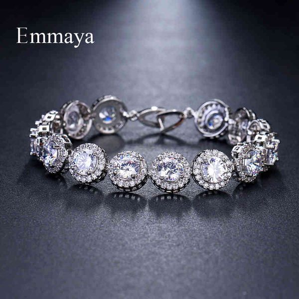 

emmaya brand charm classic aaa cubic zircon three colors roundel bracelets for woman elegance wedding party birthday gift, Golden;silver