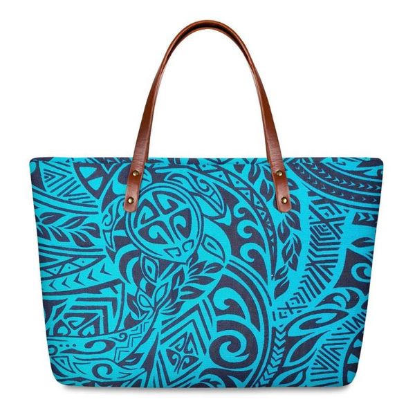 

duffel bags polynesian traditional tribal style custom mode pu handbags luxury women large handle shoulder bag for ladies purses
