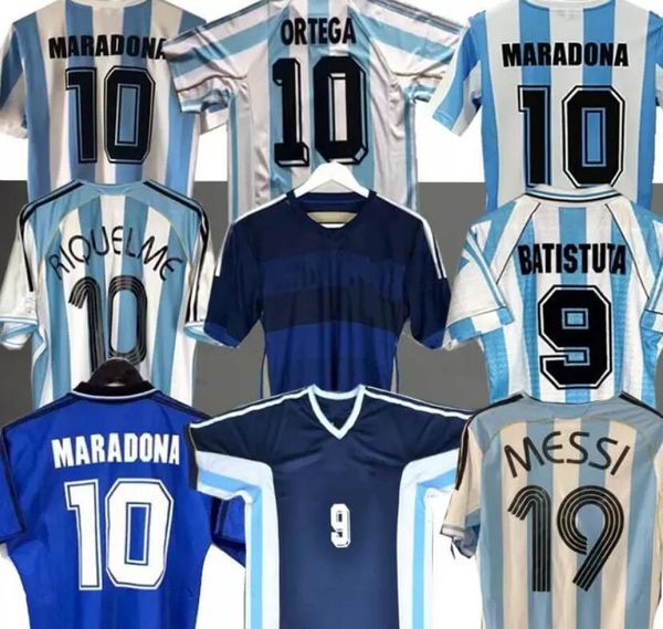 Retro 1986 Fußballtrikot Maradona CANIGGIA 1978 1996 Fußballtrikot Batistuta 1998 RIQUELME 2006 1994 ORTEGA CRESPO 2014