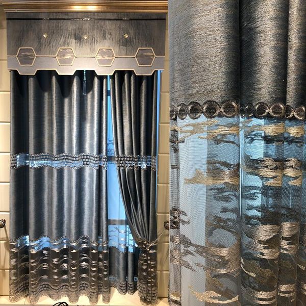 

curtain & drapes european style jacquard fabrics for window balcony living room gray
