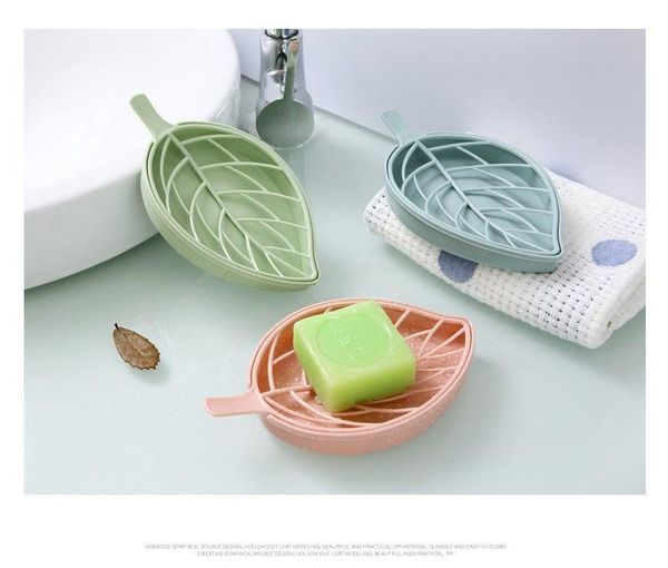 

soap dishes 1/3pc dish eco-friendly double plain leaf draining storage container portable shaped bathroom supplies