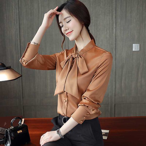 

women's blouses & shirts autumn all-match chiffon bow fashion korea women blouse vintage bottoming office career ladies blusas m342, White